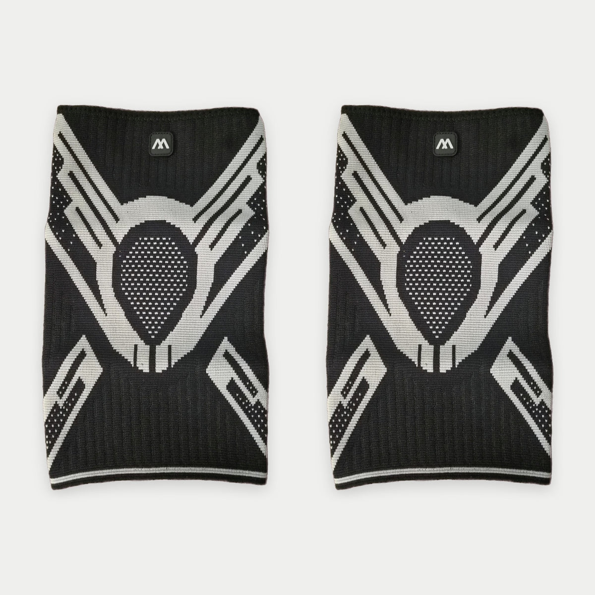 Pack de dos rodilleras de compresión negras con dibujo gris