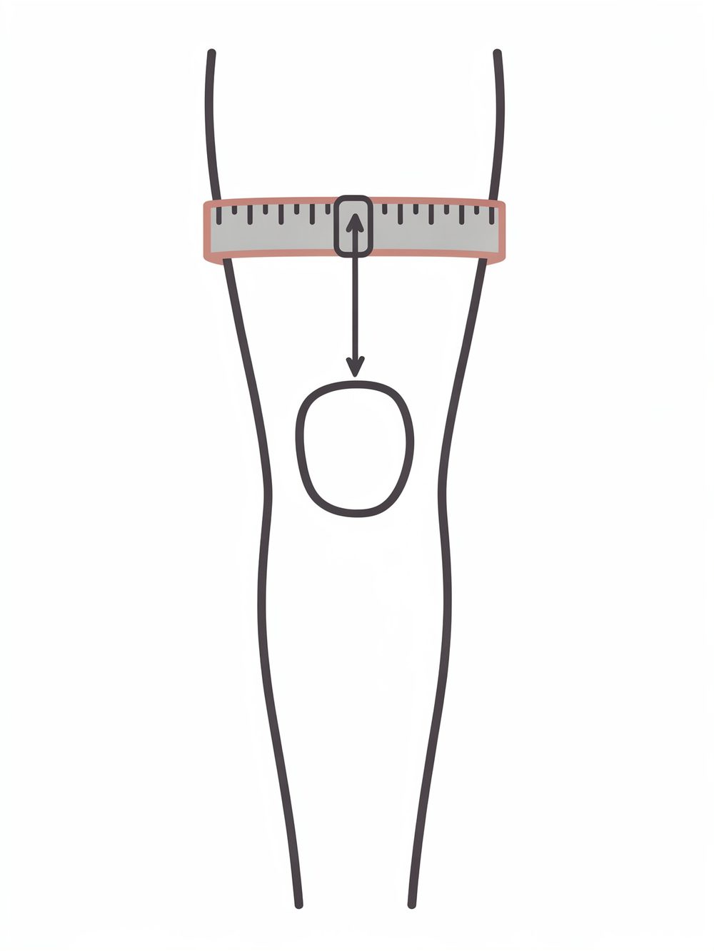Ilustración: cómo medir el contorno del muslo por encima de la rodilla con una cinta métrica